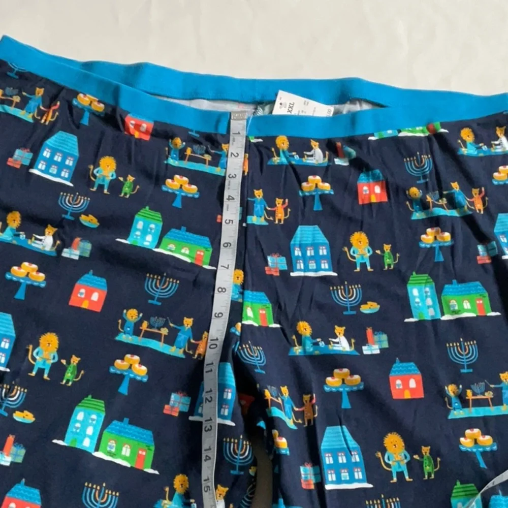 Hanukkah Men’s Lions Print Matching Family Pajama Set Navy Blue Size‎ XXL